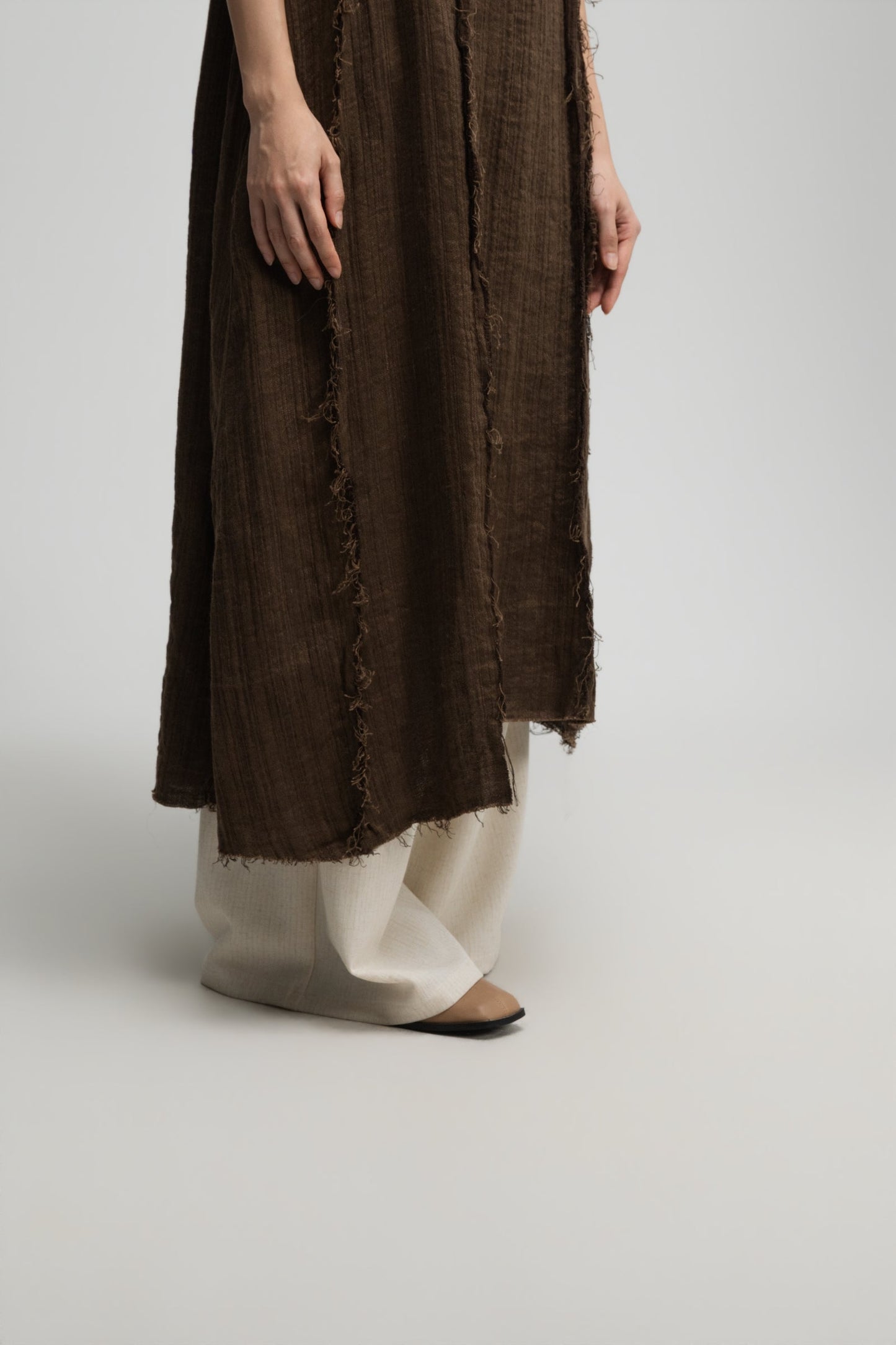 Square Neck Raw Hem Cami Dress (Brown) - BEV C multi label store