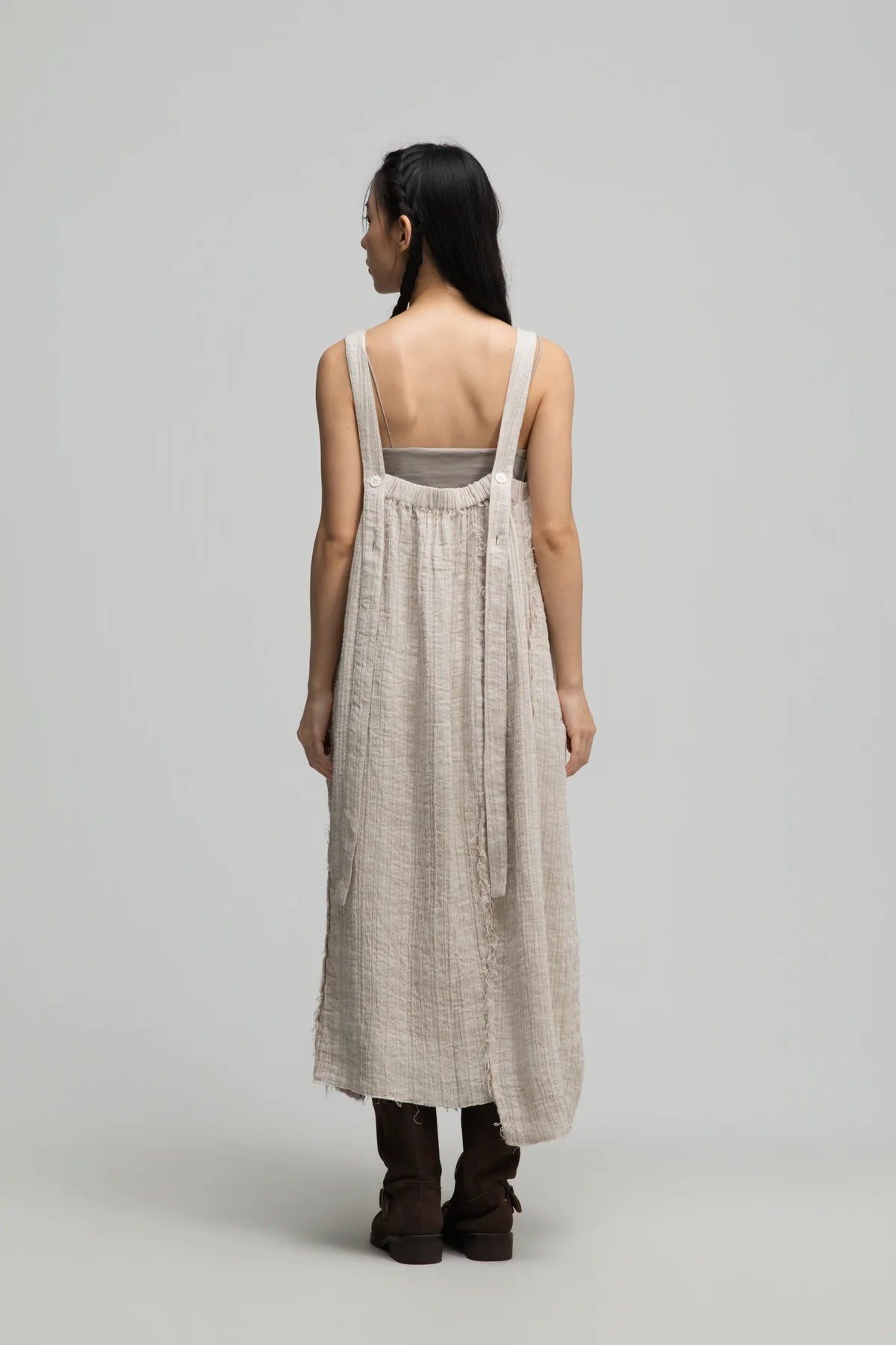 Square Neck Raw Hem Cami Dress (Beige) - BEV C multi label store