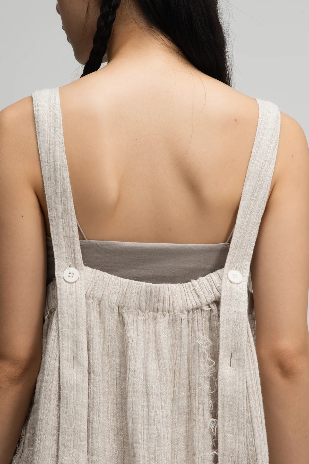 Square Neck Raw Hem Cami Dress (Beige) - BEV C multi label store
