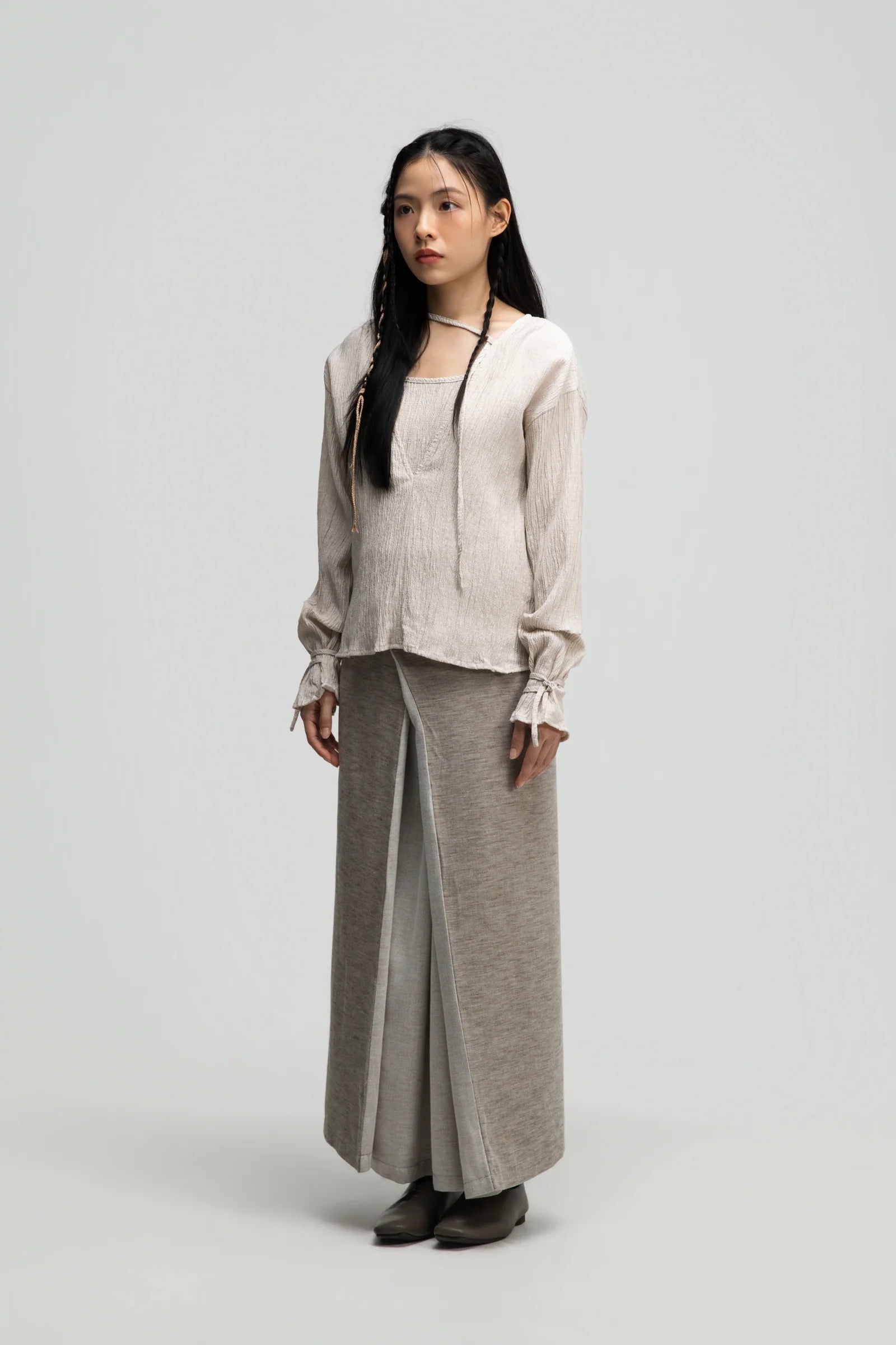 Dual Wear Wrap Skirt 2.0 (Dark Oat) - BEV C multi label store