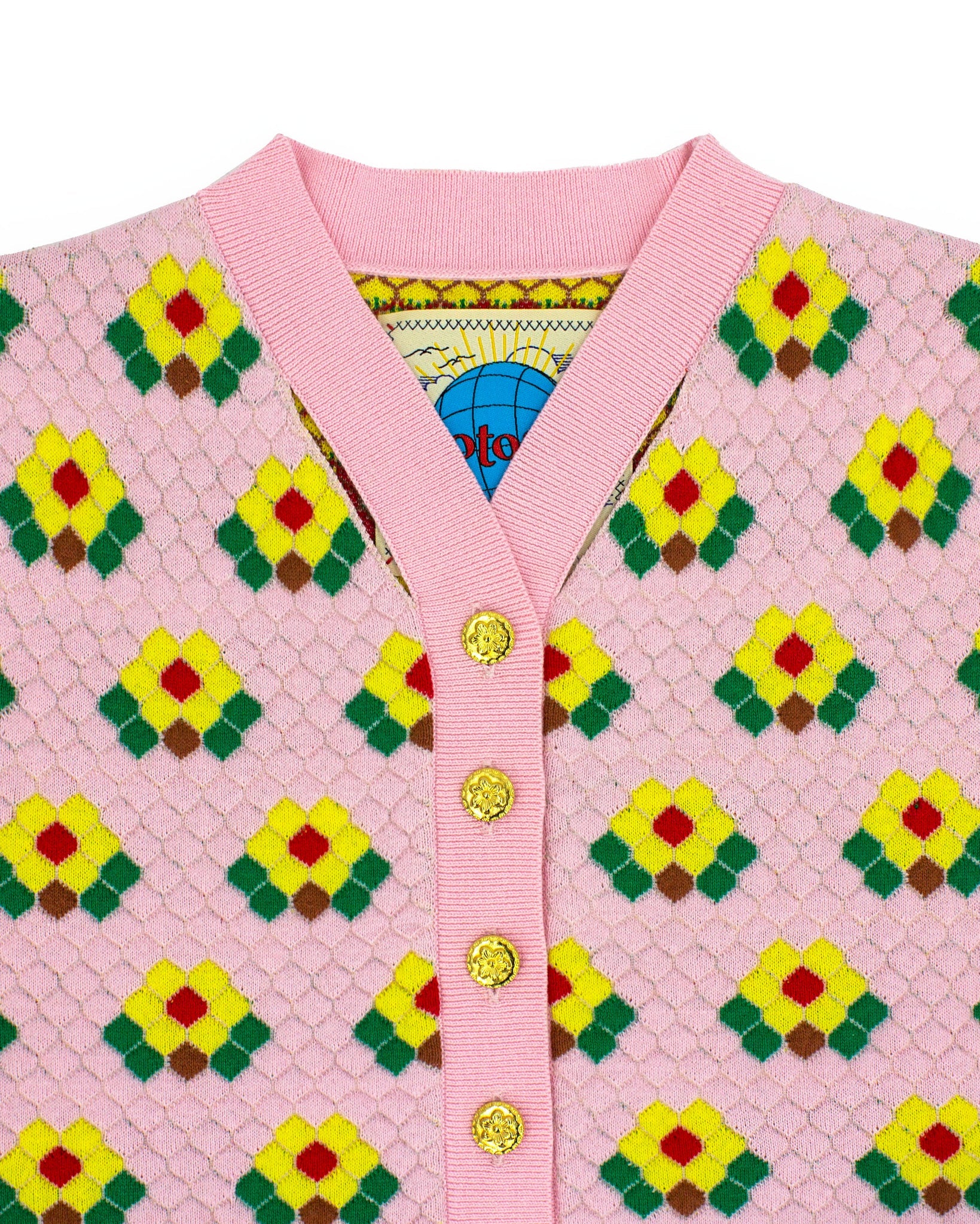 WC Floral Tiles Cardigan Pink - BEV C multi label store