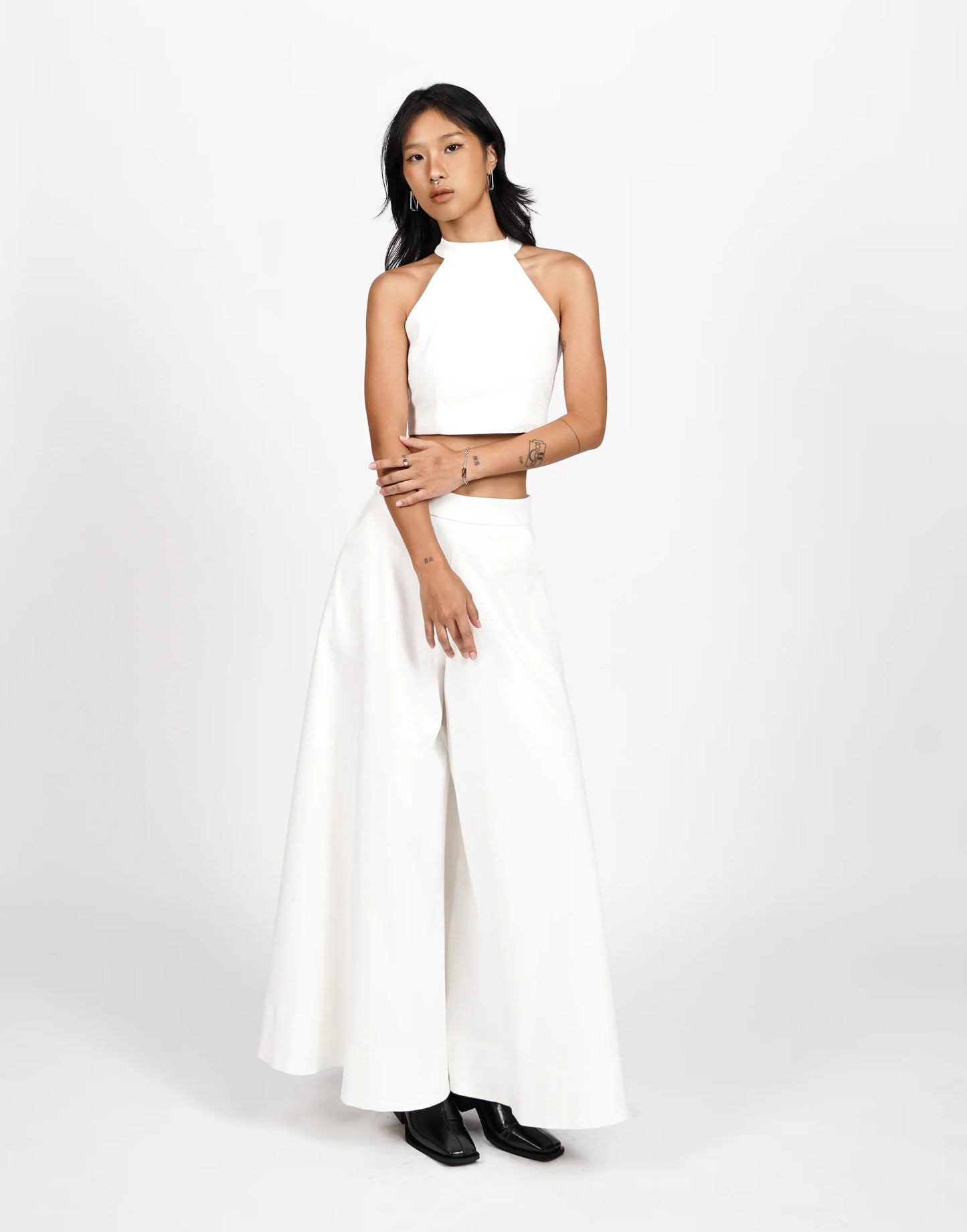 Wide Flare Trousers (White)