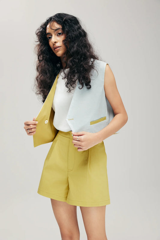 KAGAMI REVERSIBLE VEST IN LIME & MINT BLUE - BEV C multi label store