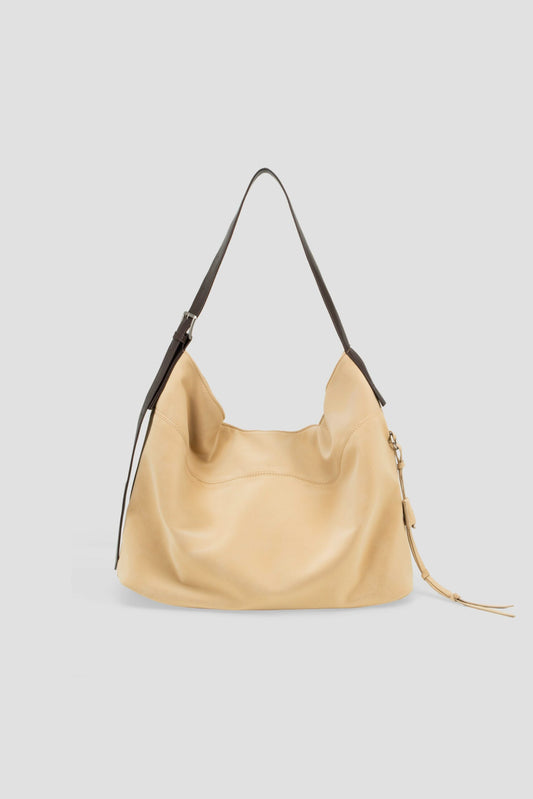 Large Soft Snow Leather Bag (Dune) - BEV C multi label store