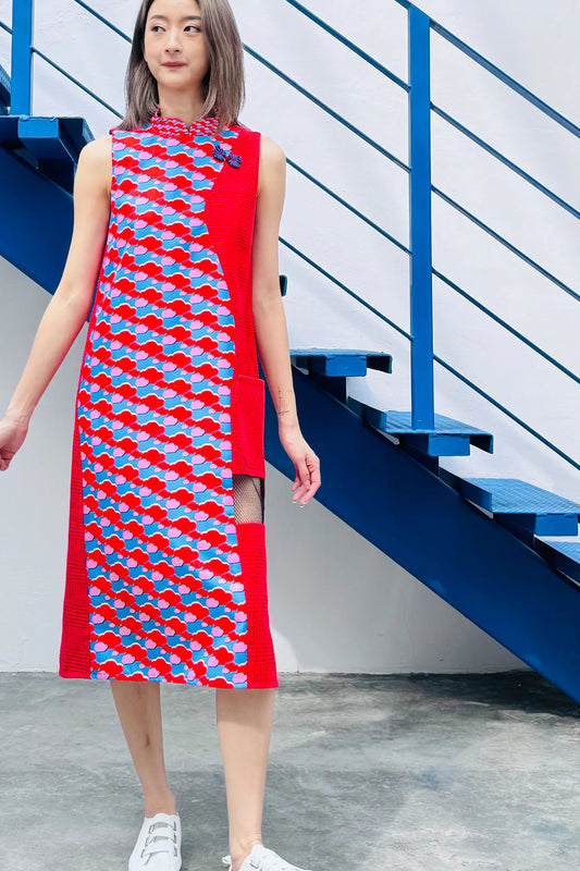 LUNAR 2024 DD01 || CURIOUS RED BROCCOLI MIDI DRESS - BEV C multi label store