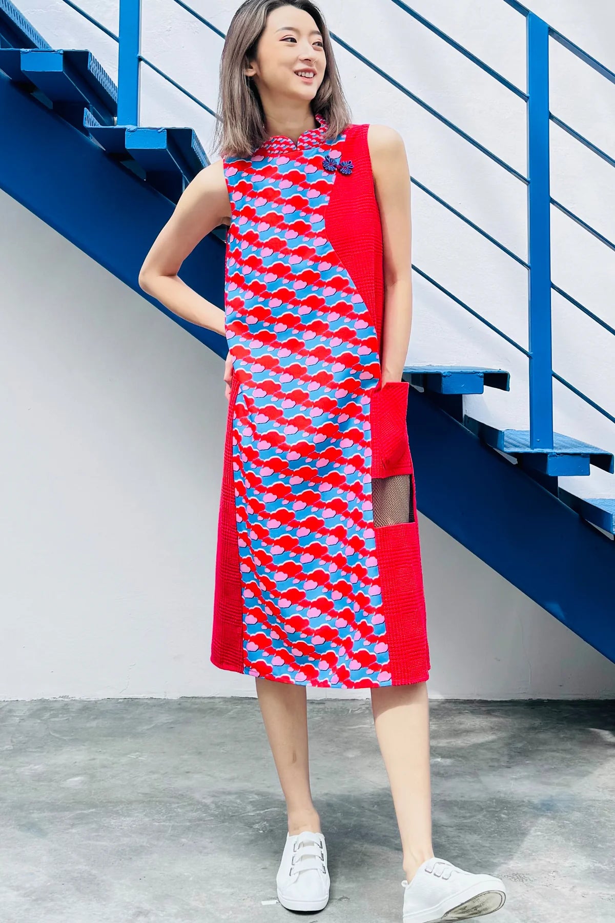 LUNAR 2024 DD01 || CURIOUS RED BROCCOLI MIDI DRESS - BEV C multi label store