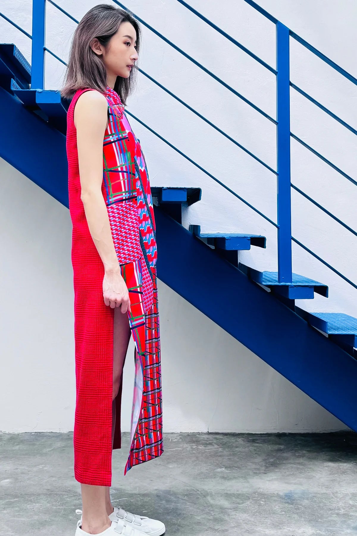 LUNAR 2024 DD03B || CURIOUS RED BROCCOLI 'CHEONGSAM' MAXI DRESS - BEV C multi label store
