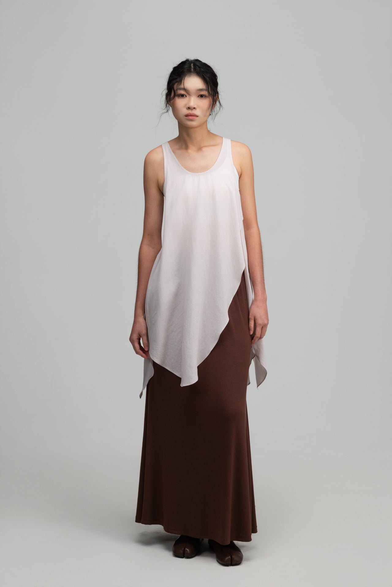 Asymmetrical Layering Long Tank Top (Blush) - BEV C multi label store
