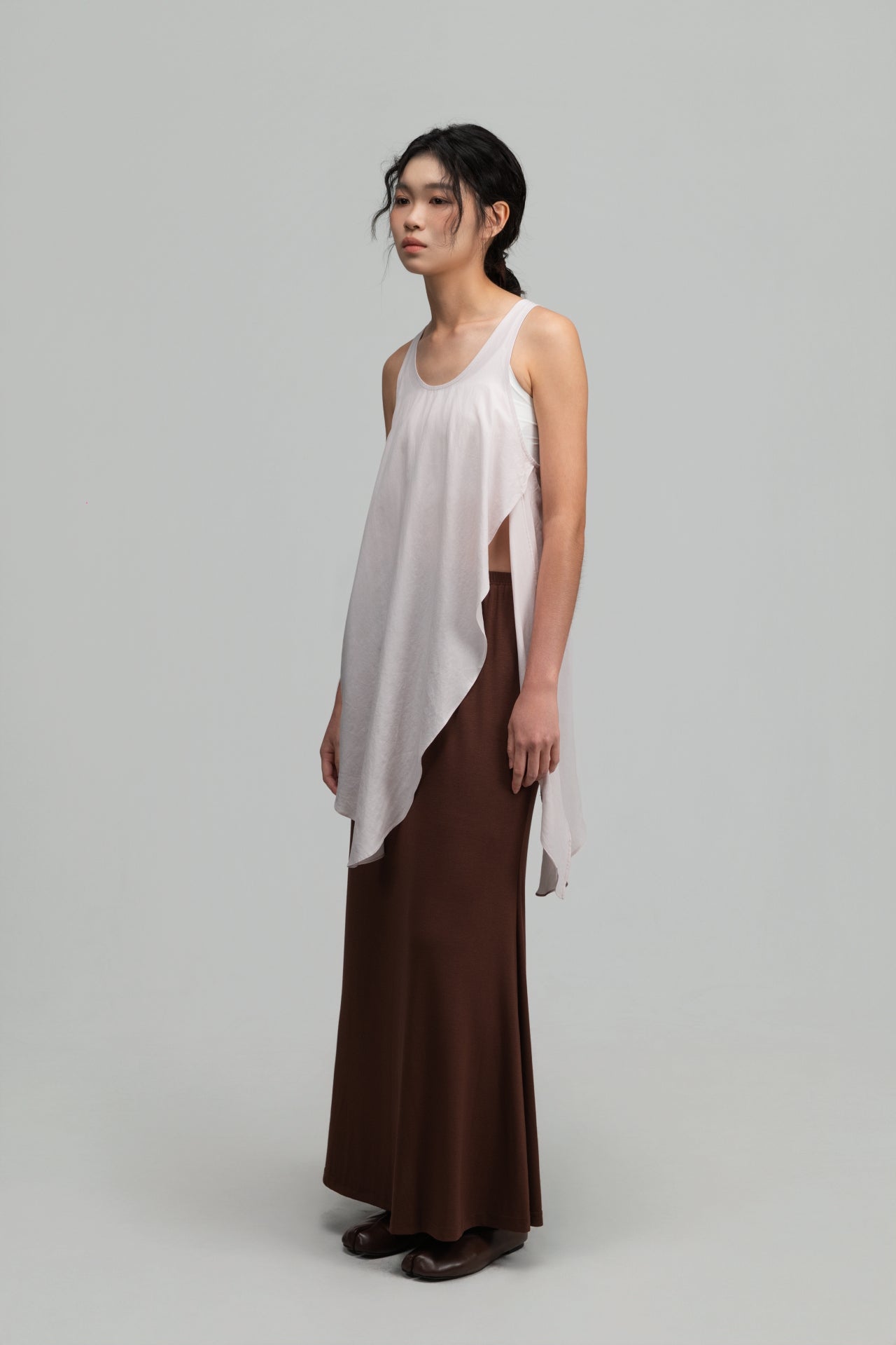 Asymmetrical Layering Long Tank Top (Blush) - BEV C multi label store