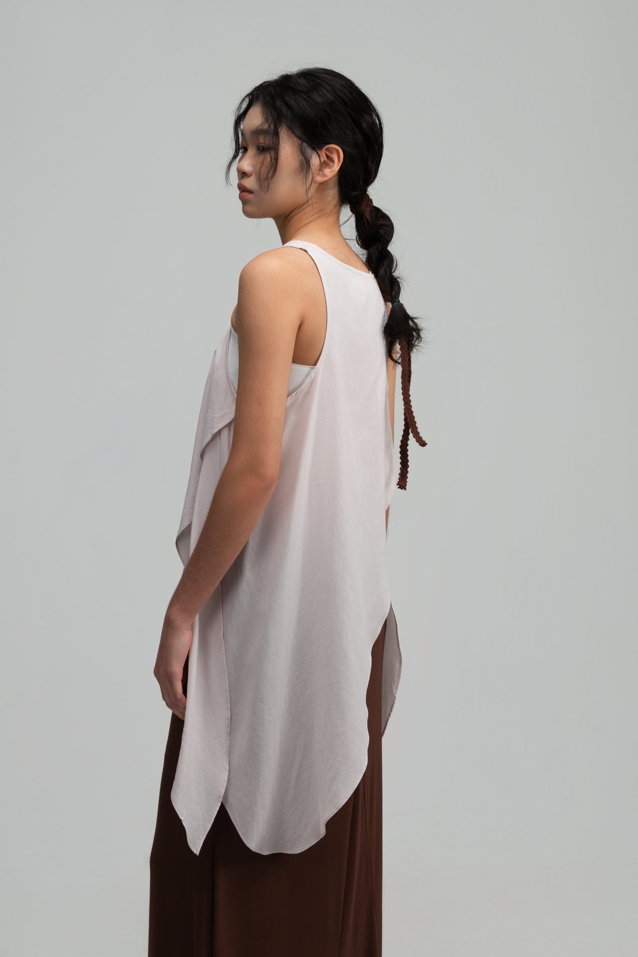 Asymmetrical Layering Long Tank Top (Blush) - BEV C multi label store