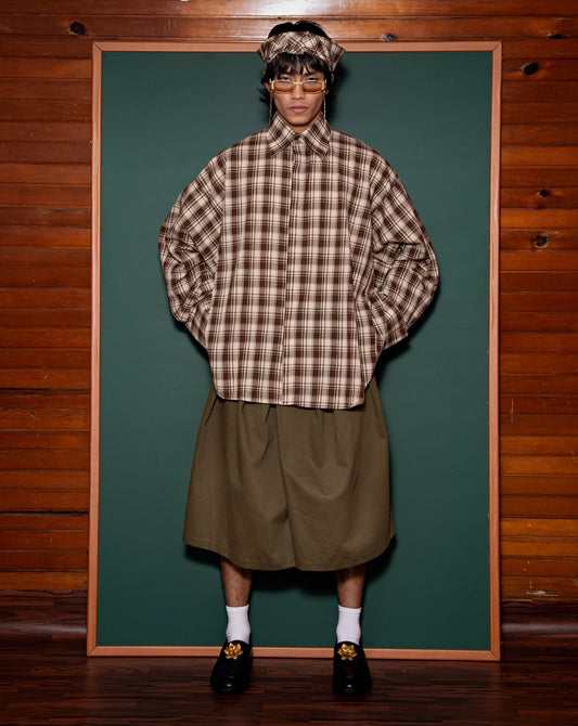 Kemeja Anjang (Cocoa Plaid) - BEV C multi label store