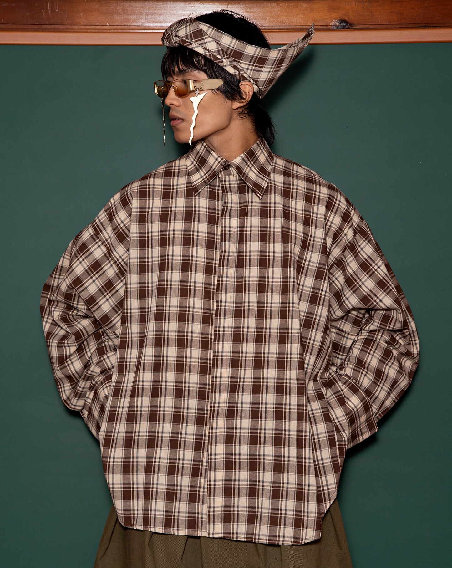 Kemeja Anjang (Cocoa Plaid) - BEV C multi label store