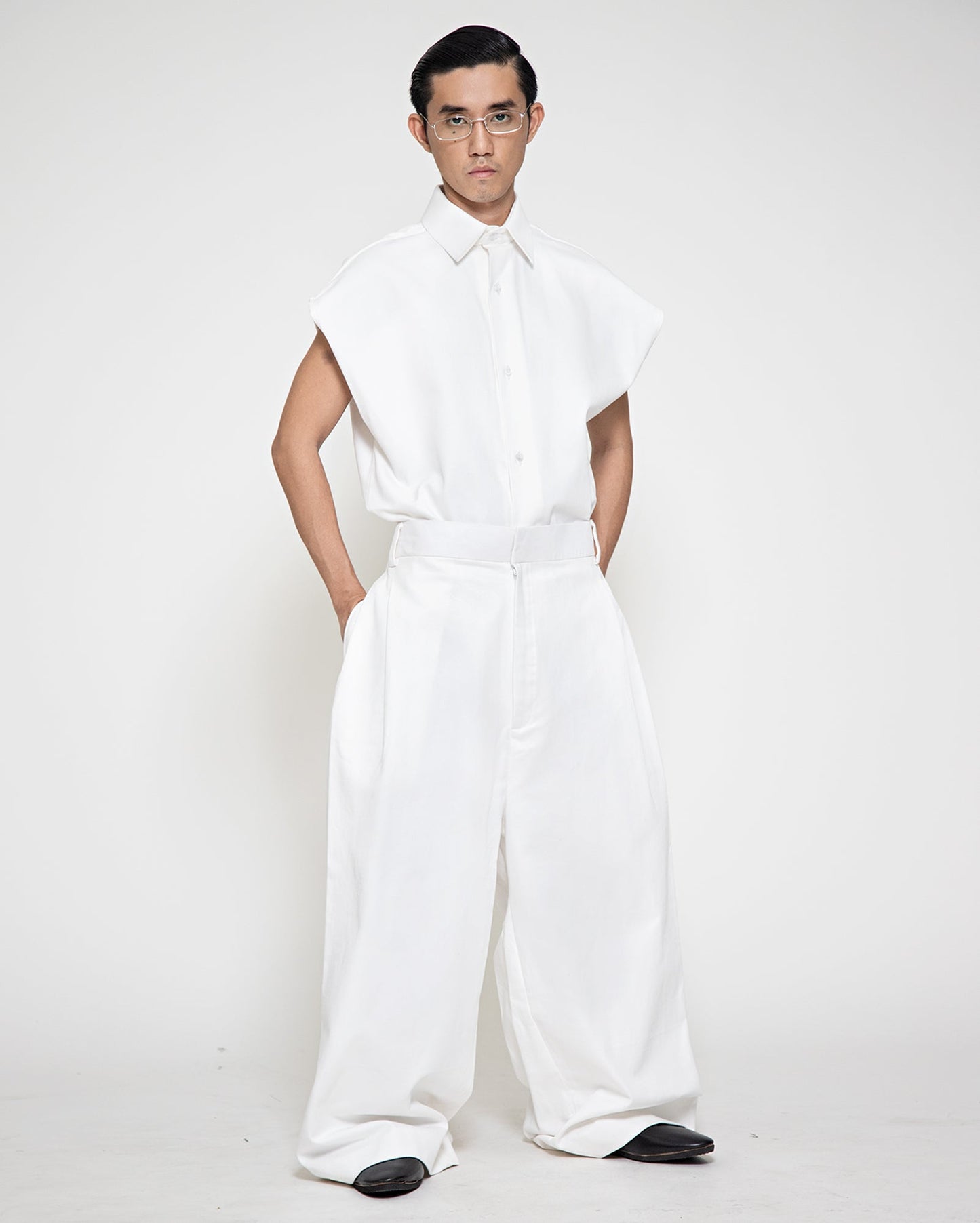Ves Kemeja (White Cotton Twill) - BEV C multi label store
