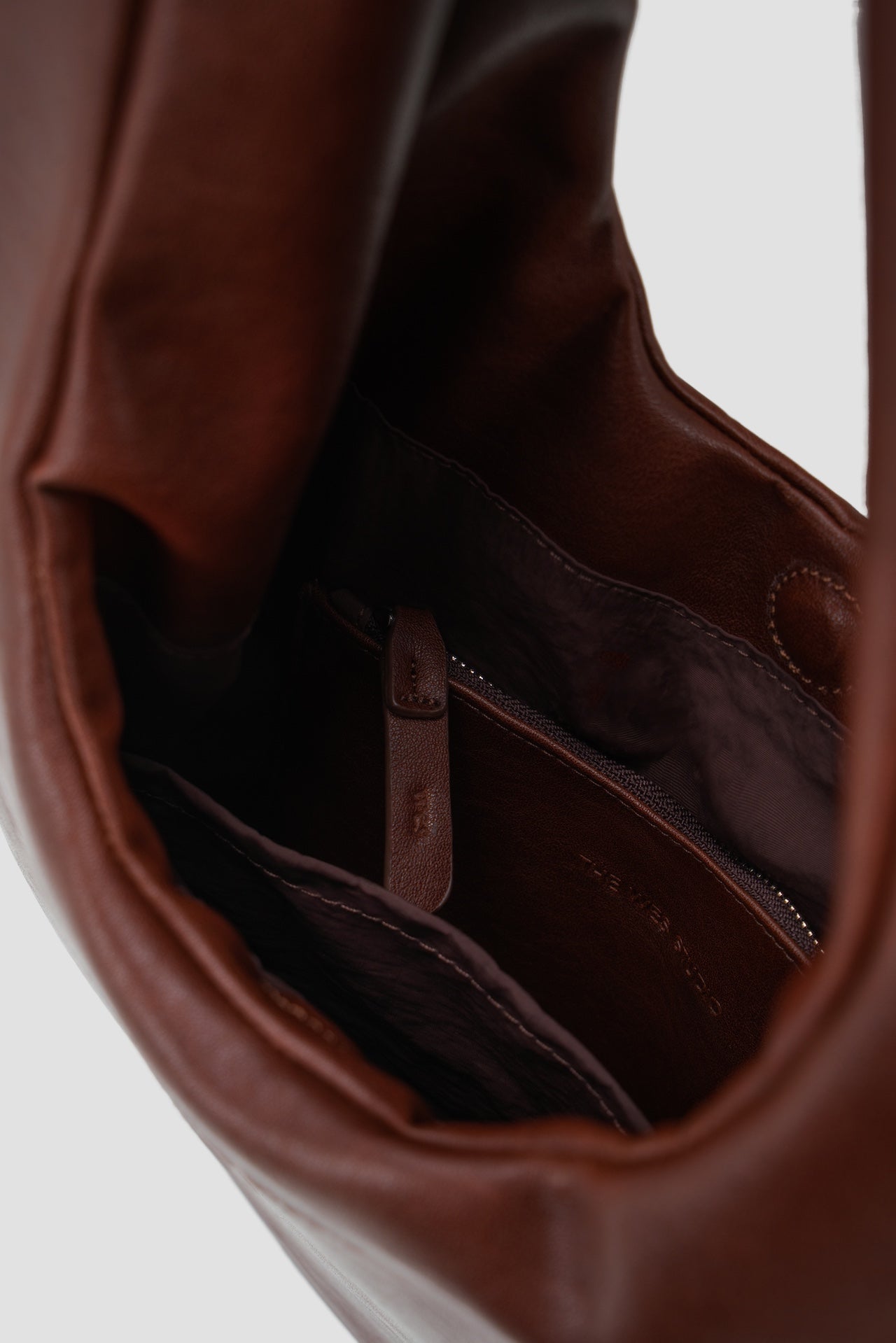 Medium Egg Leather Tote (Dark Brown) - BEV C multi label store