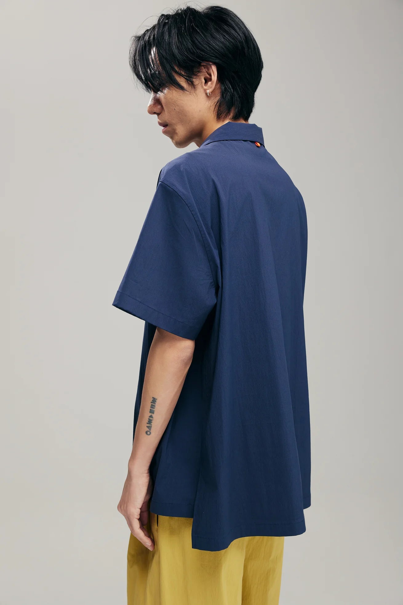 ORIME CAMP-COLLAR SHIRT IN NAVY & LIME - BEV C multi label store