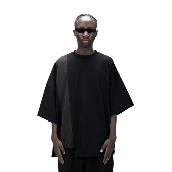 ASYMMETRICAL T-SHIRT - BLACK - BEV C multi label store