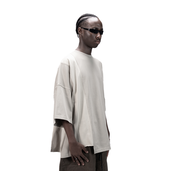ASYMMETRICAL T-SHIRT - BEIGE - BEV C multi label store