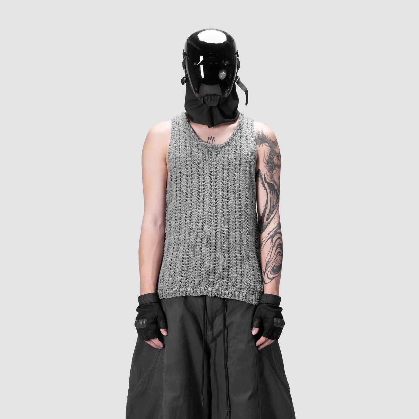 626 KNITTED SINGLET - GREY - BEV C multi label store