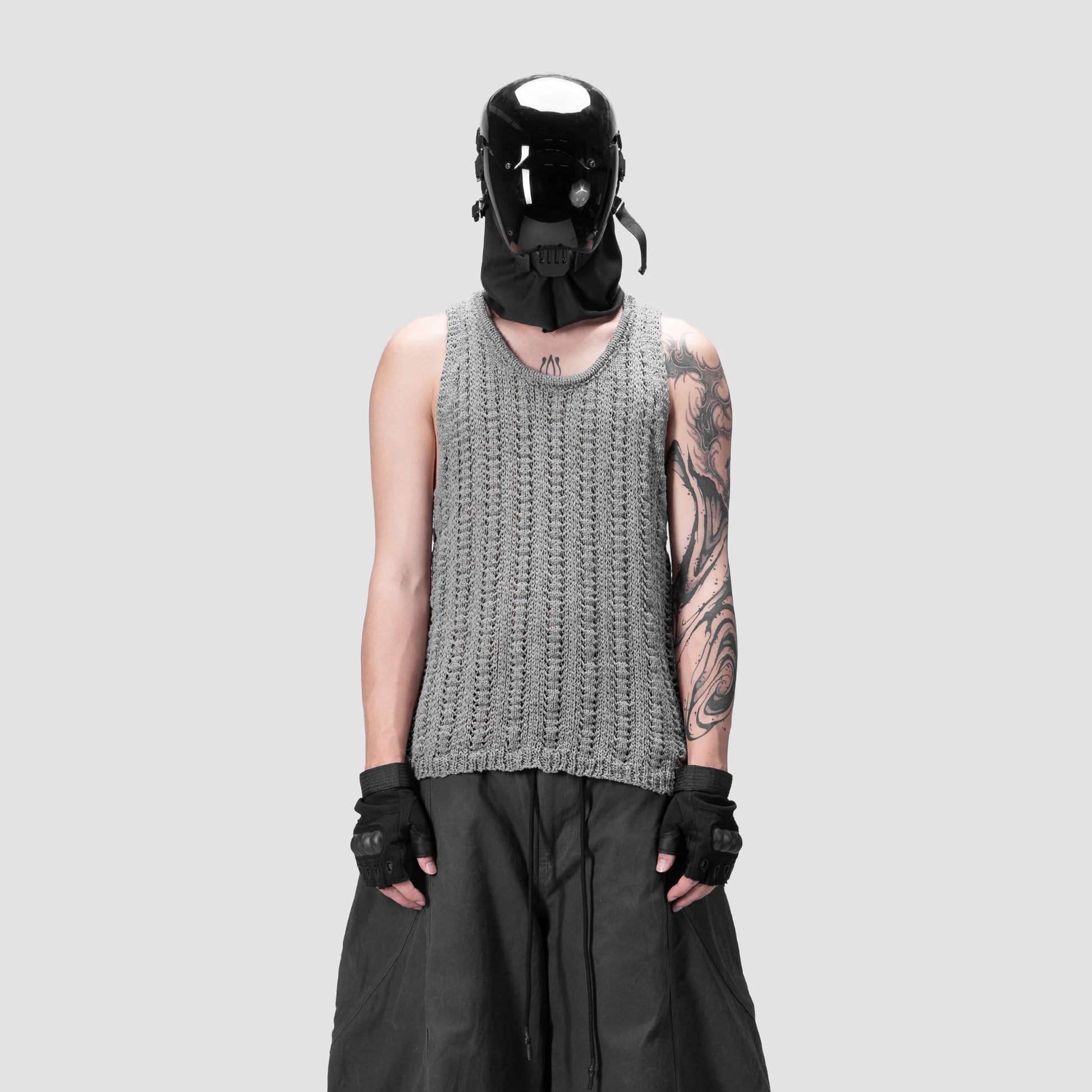 626 KNITTED SINGLET - GREY - BEV C multi label store