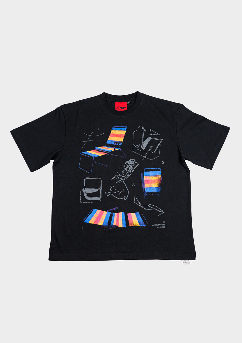 Lazy Chair Tee Black - BEV C multi label store