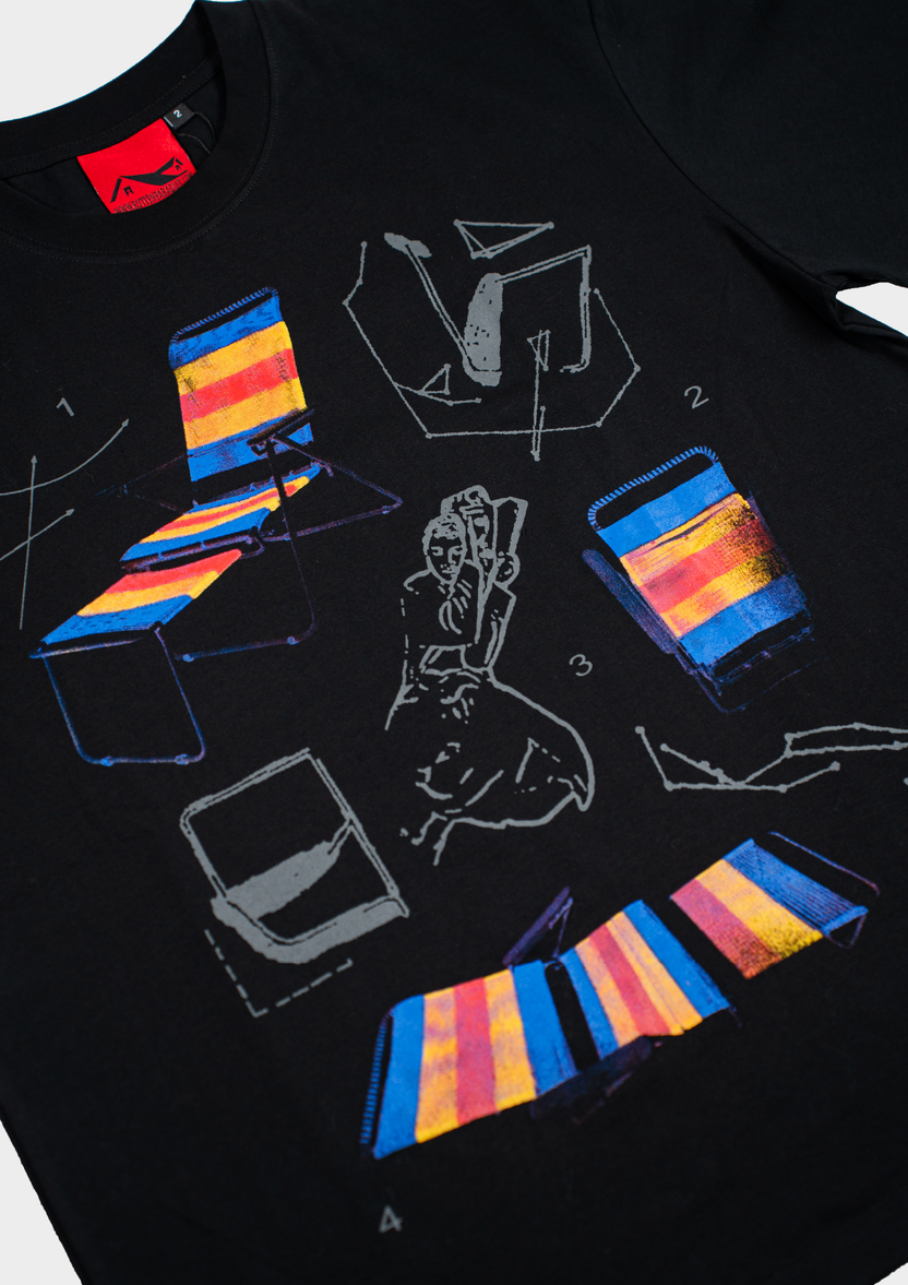 Lazy Chair Tee Black - BEV C multi label store