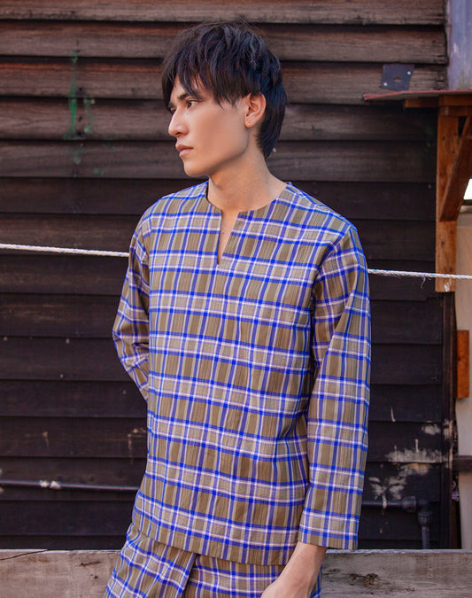 Baju Atas ( Olive Blue Plaid) - BEV C multi label store