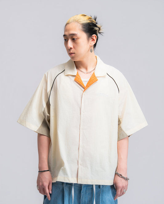 Papa Contrast Boxy Shirt Beige - BEV C multi label store