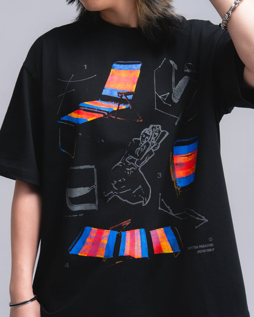 Lazy Chair Tee Black - BEV C multi label store
