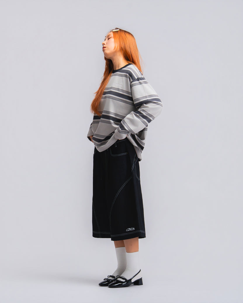 Logo Stripe Cropped L/S Tee Grey - BEV C multi label store