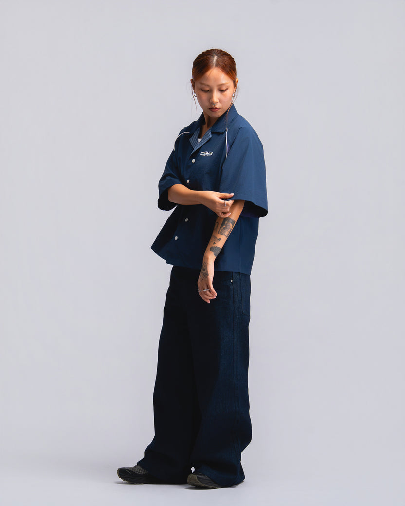 Papa Contrast Boxy Shirt Navy - BEV C multi label store