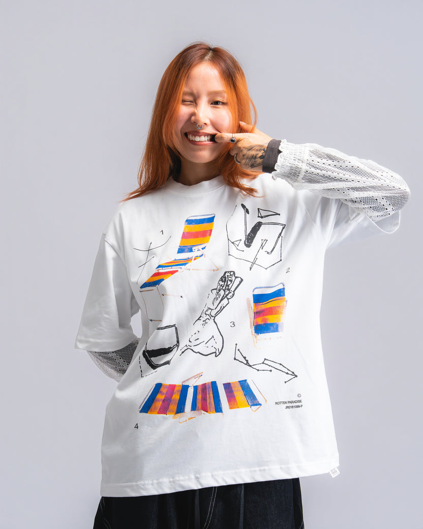 Lazy Chair Tee White - BEV C multi label store