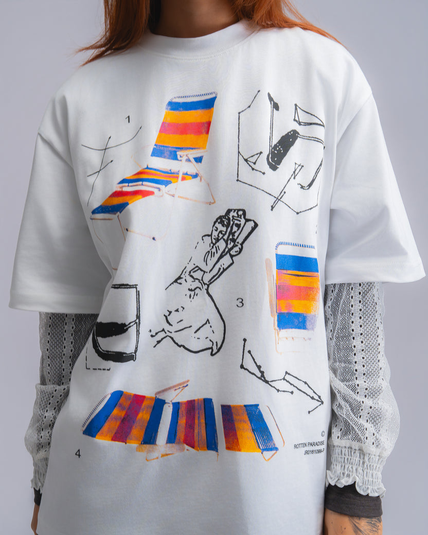 Lazy Chair Tee White - BEV C multi label store