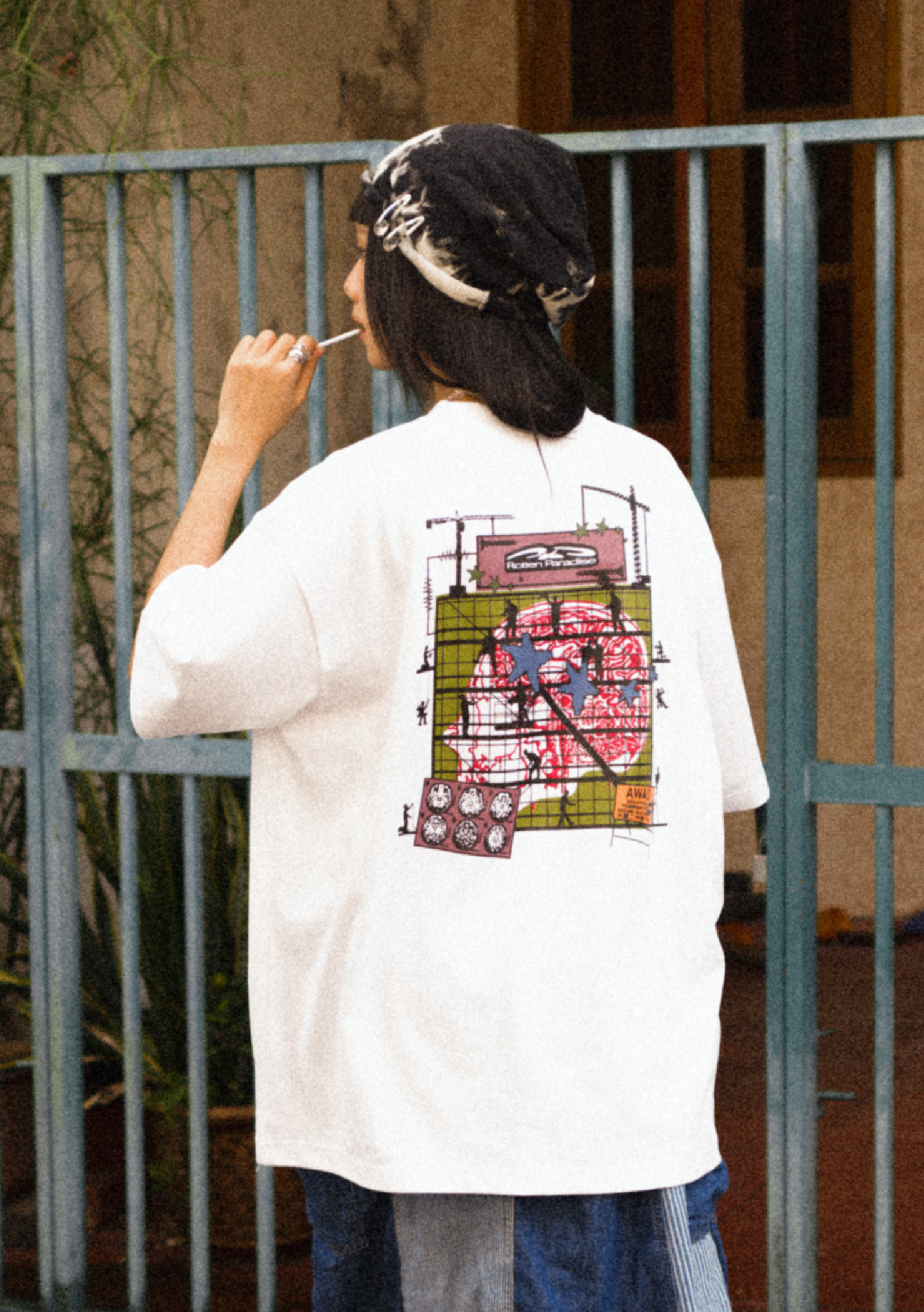 Working Brain Tee White - BEV C multi label store
