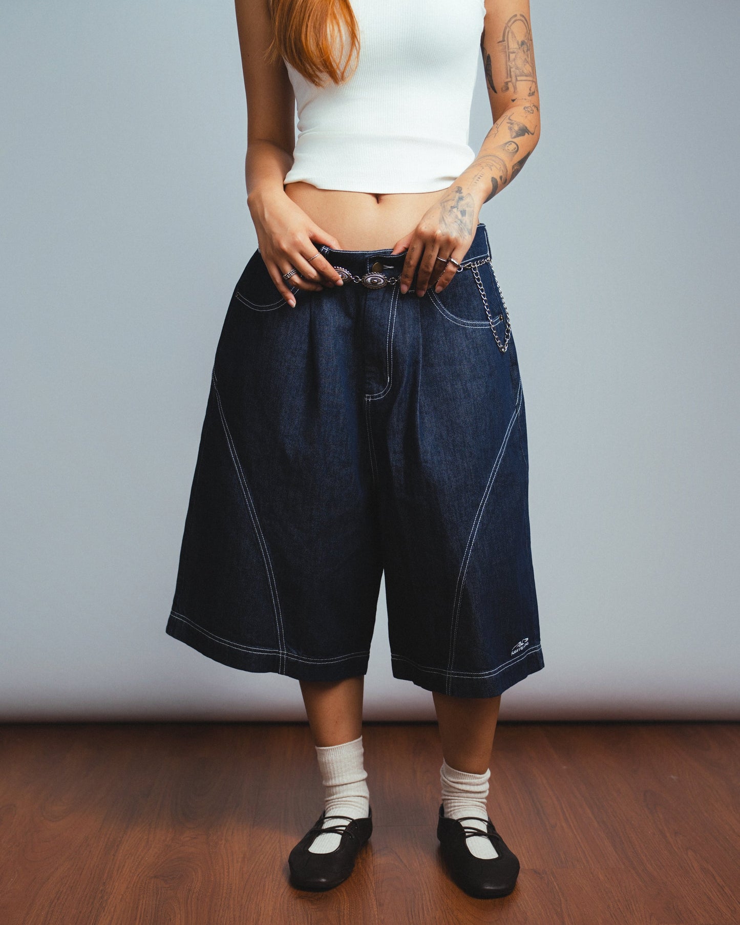 Drift Line Wide Fit Shorts Denim Blue - BEV C multi label store