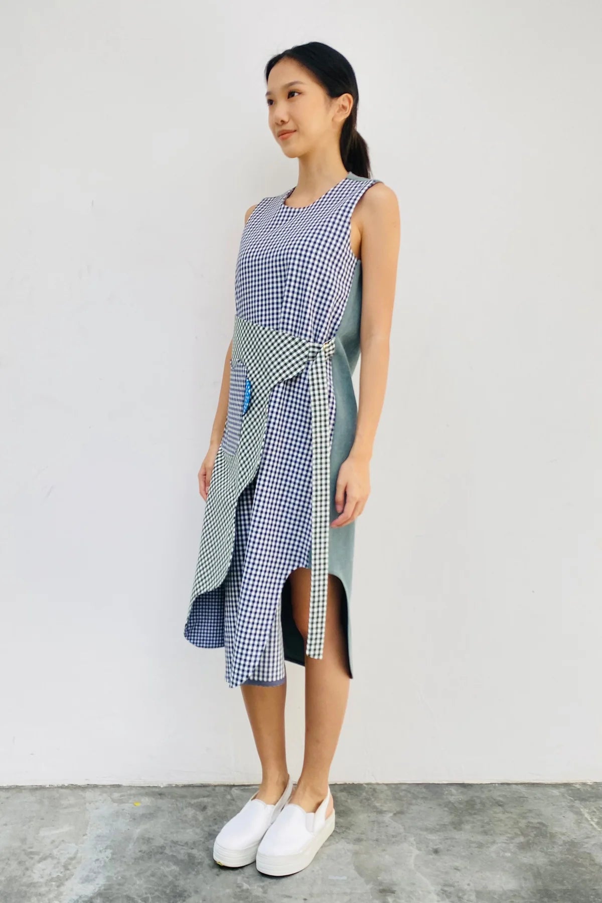 S18 DD02A || CHECKS RIPPLE DRESS - BEV C multi label store