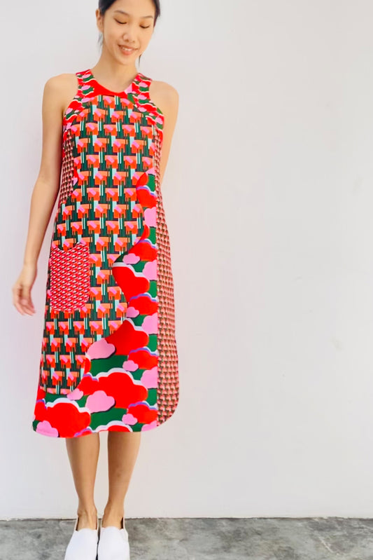 S18 DD03B || CUT IN SALAD BOWL RIPPLE DRESS - BEV C multi label store