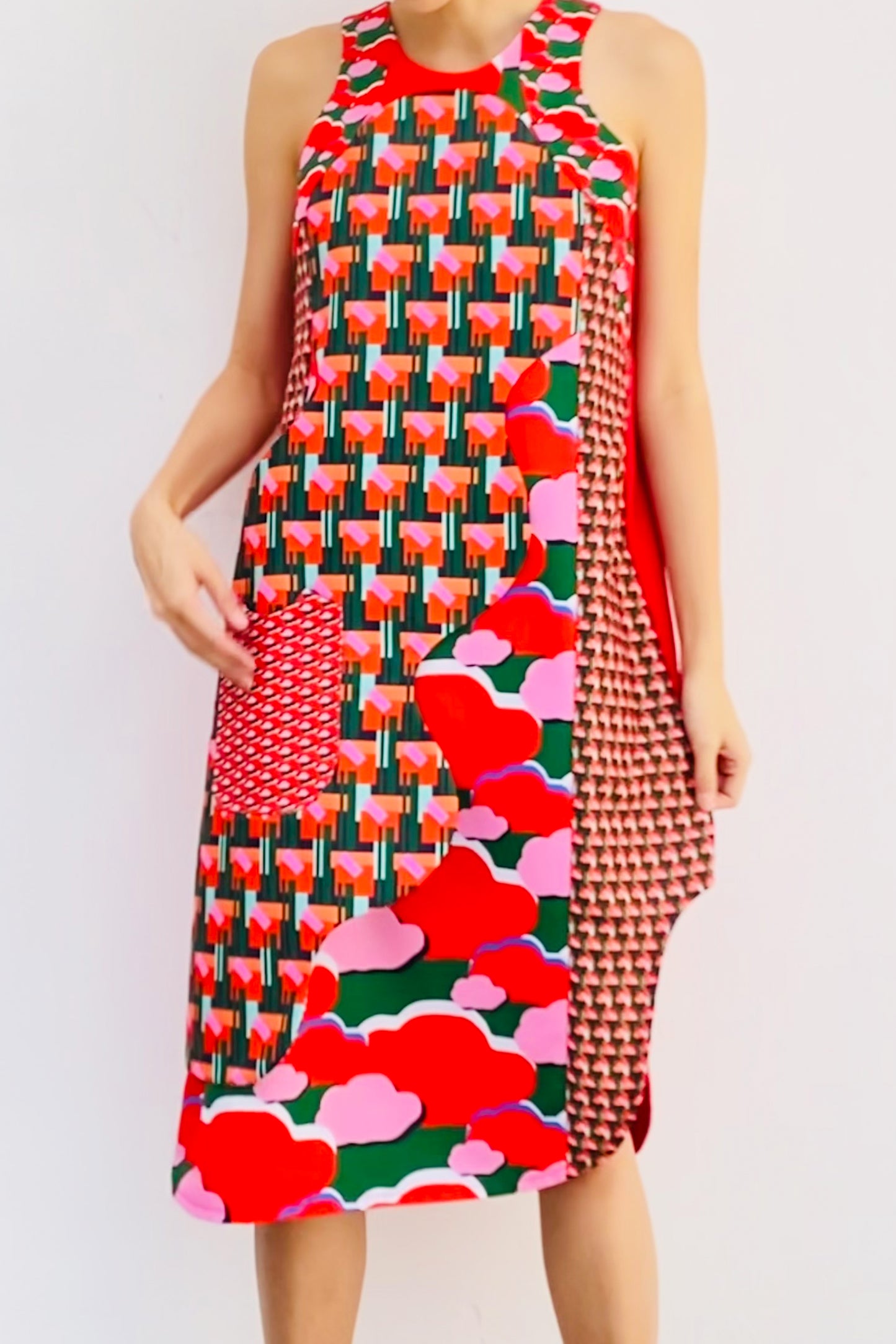 S18 DD03B || CUT IN SALAD BOWL RIPPLE DRESS - BEV C multi label store