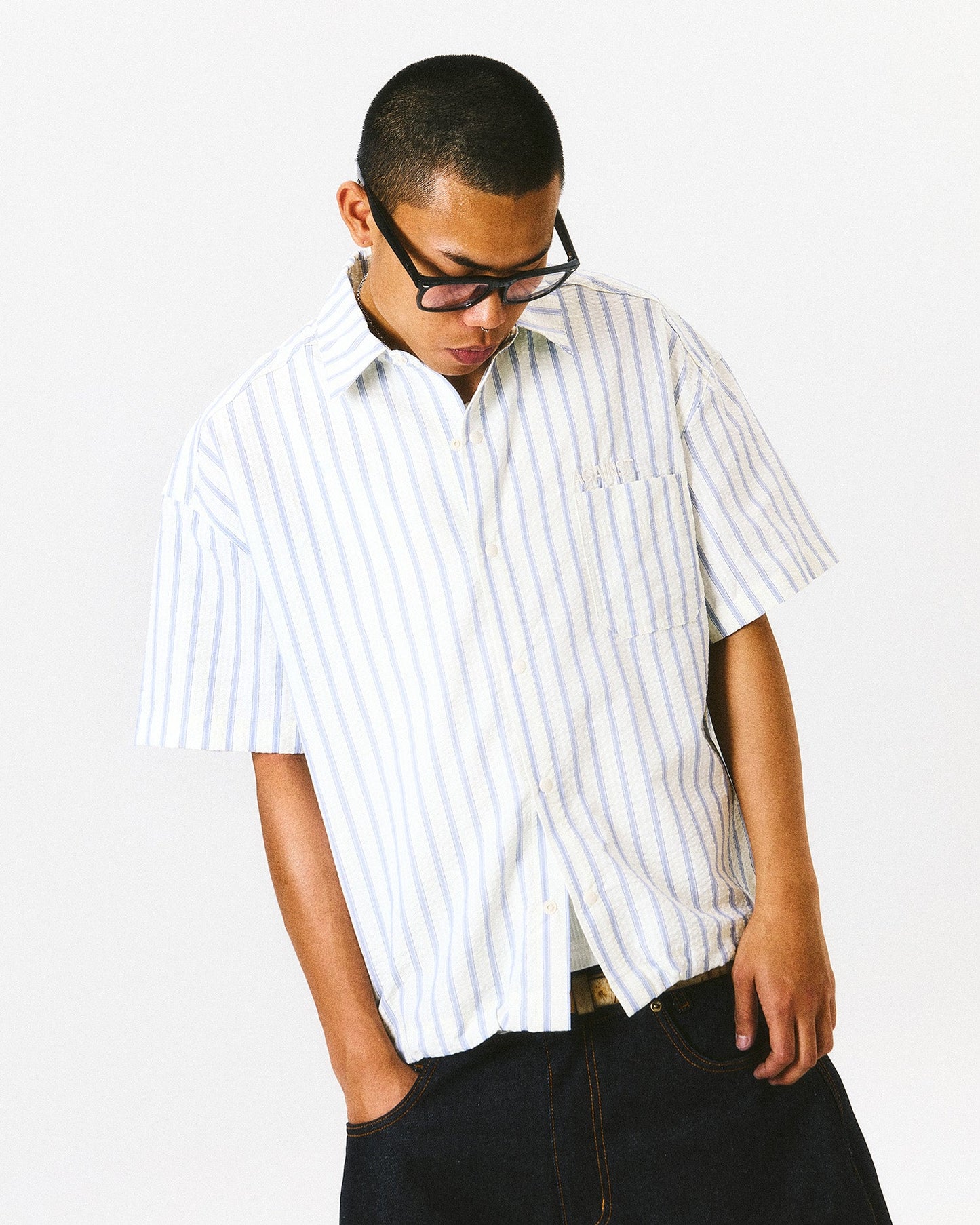 STRIPE STANDARD SHIRT WHITE - BEV C multi label store