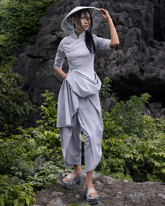 Áo Săm Dhoti (White Pinstripes) - BEV C multi label store