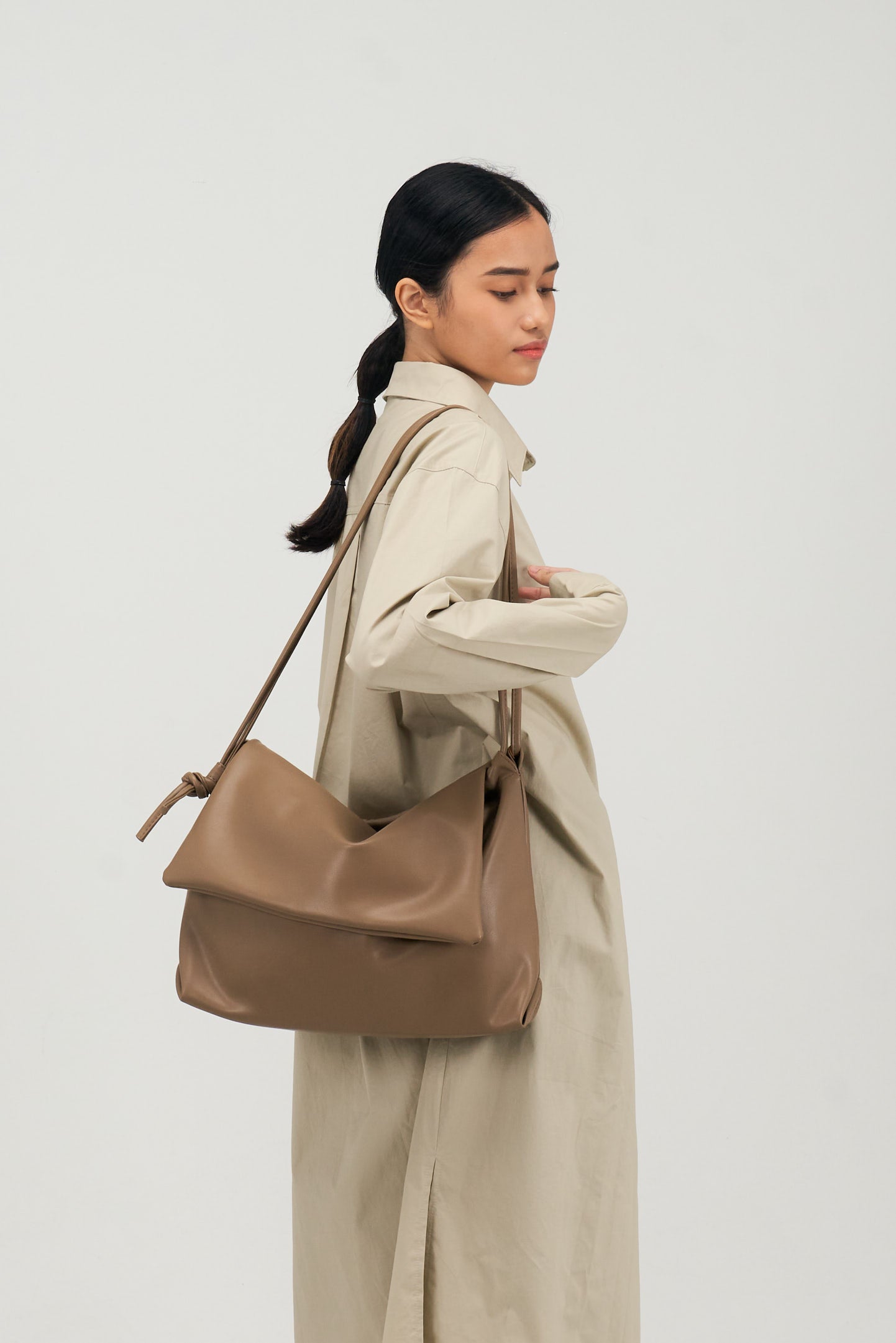 Double Strap Envelope Leather Bag (Mud) - BEV C multi label store