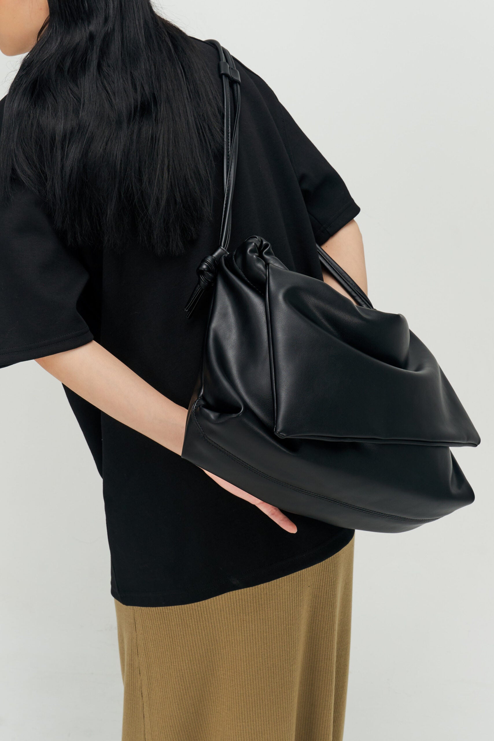 Double Strap Envelope Leather Bag (Black) - BEV C multi label store