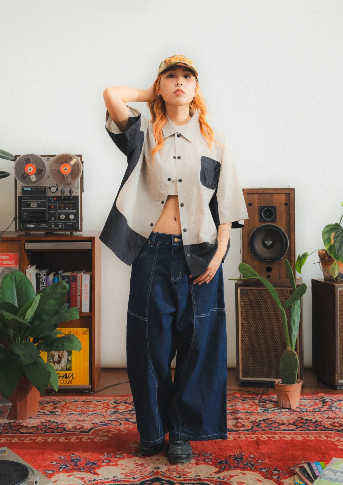 CHECKERED BOXY SHIRT CREAM - BEV C multi label store