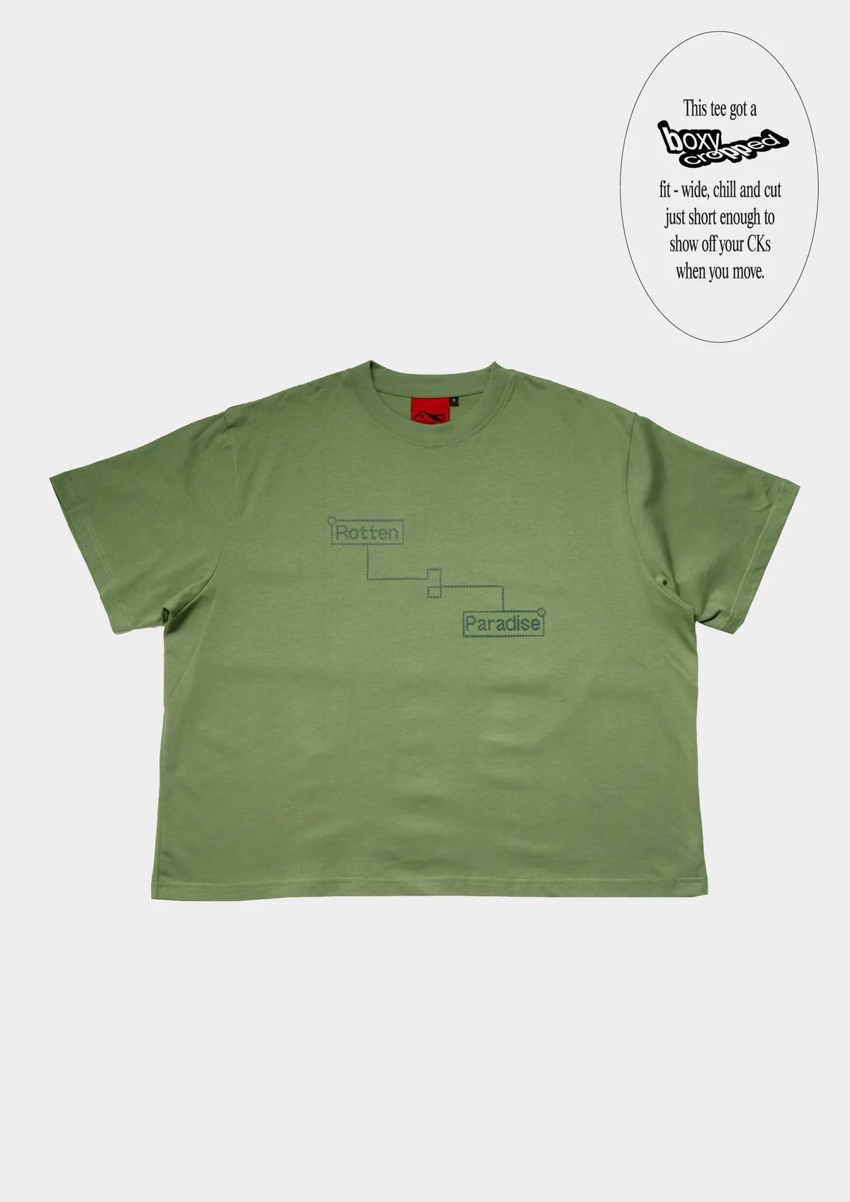FREQUENCY CROPPED TEE IN GREEN - BEV C multi label store