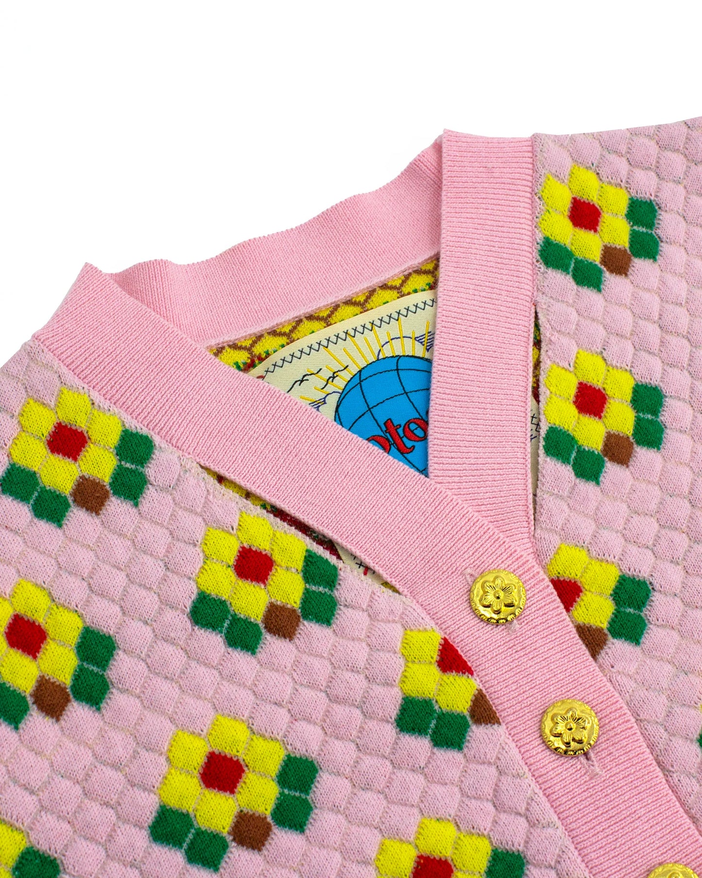 WC Floral Tiles Cardigan Pink - BEV C multi label store