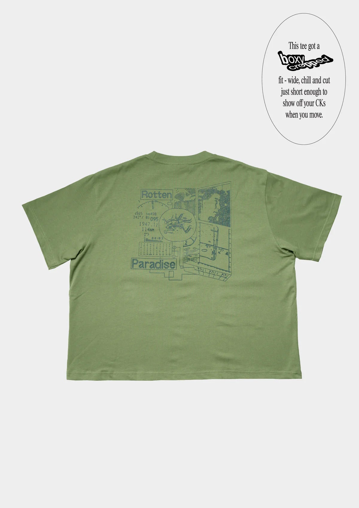FREQUENCY CROPPED TEE IN GREEN - BEV C multi label store