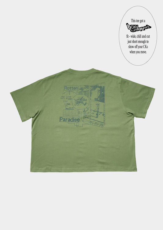 FREQUENCY CROPPED TEE IN GREEN - BEV C multi label store
