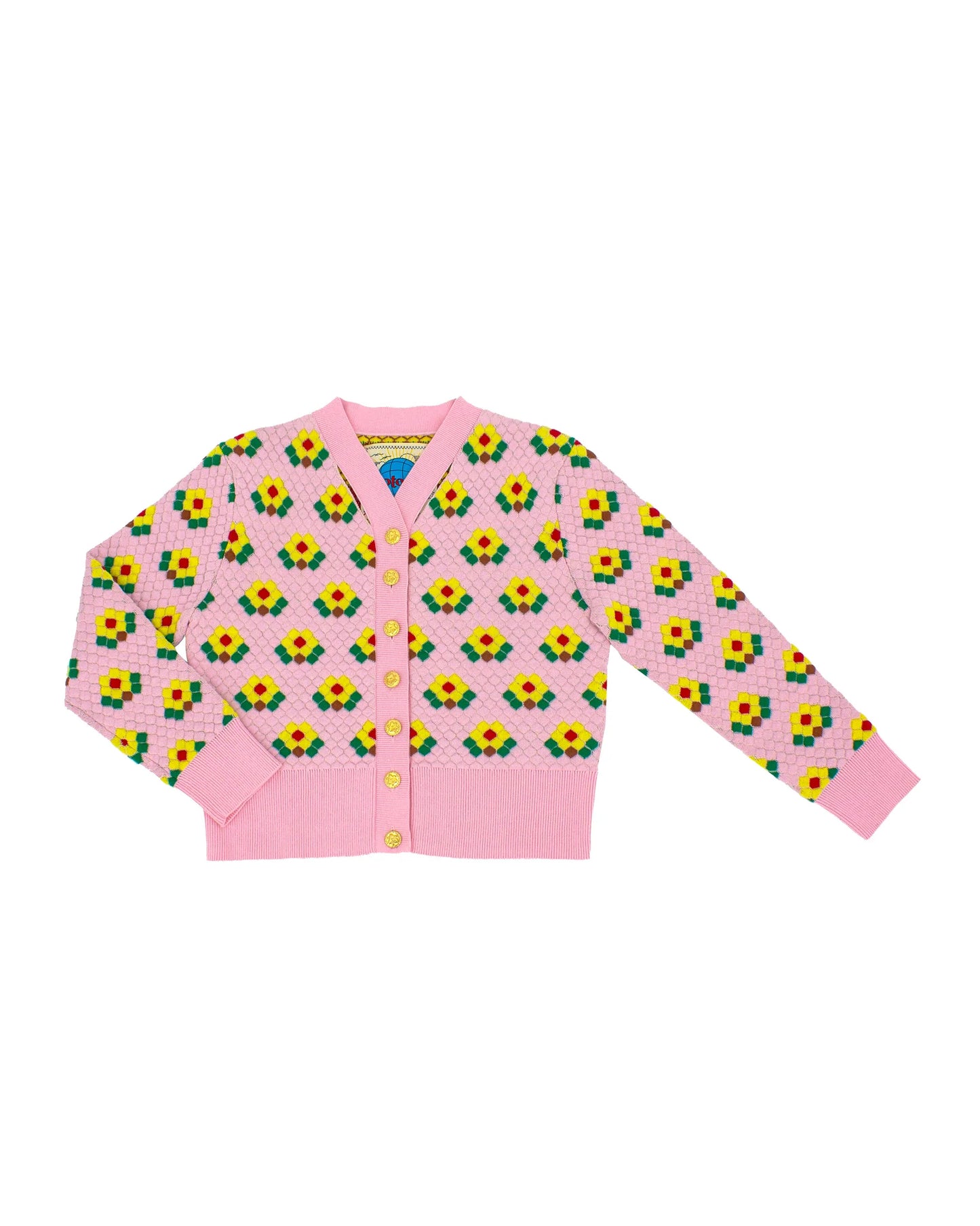 WC Floral Tiles Cardigan Pink - BEV C multi label store