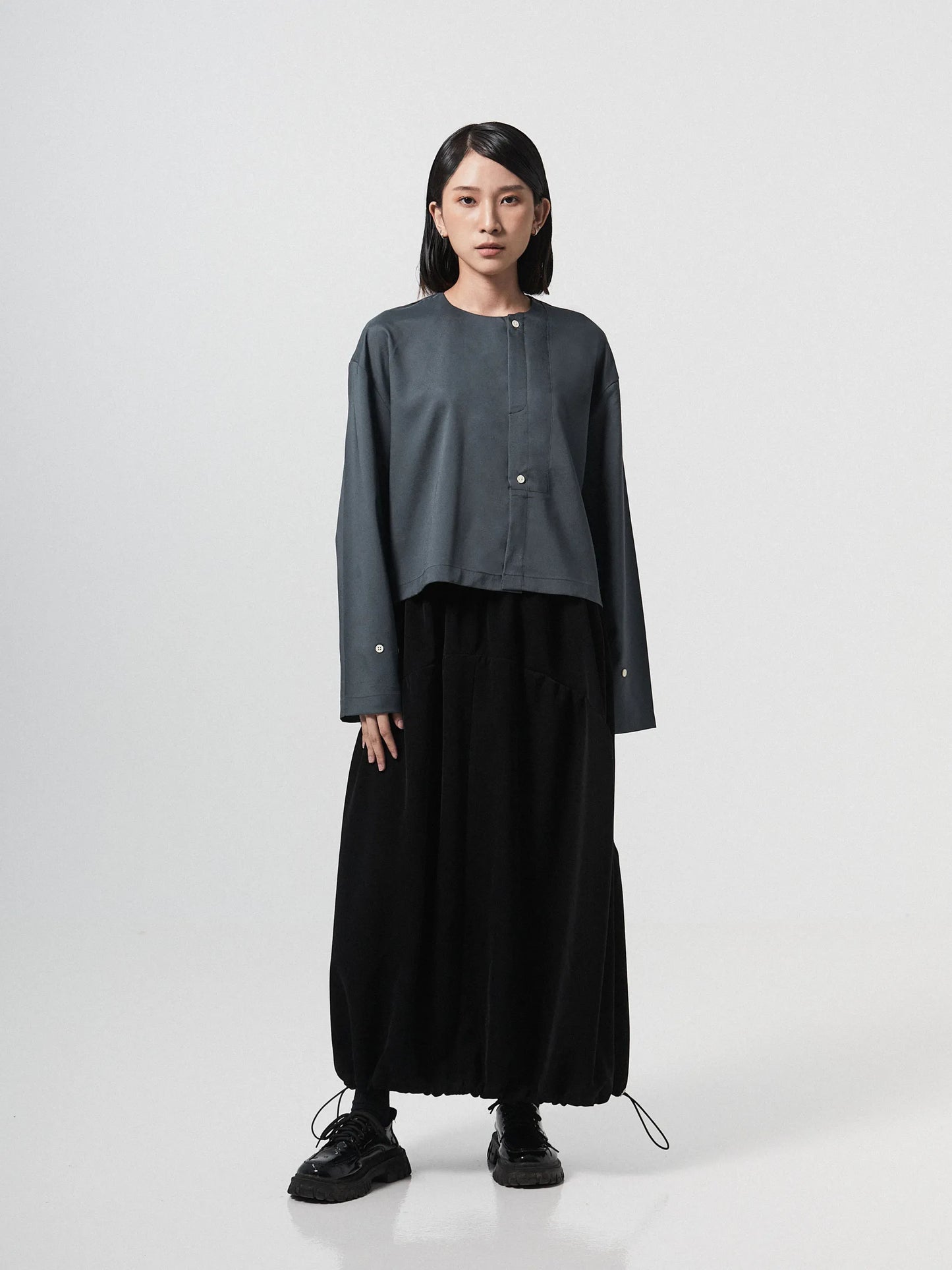 KAREEM PLACKET LONGSLEEVE SHIRT | GREY BLUE - BEV C multi label store