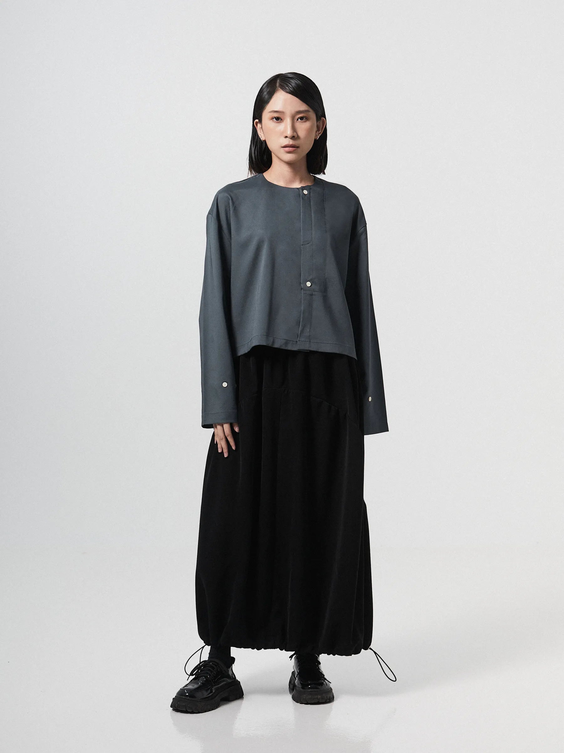 KAREEM PLACKET LONGSLEEVE SHIRT | GREY BLUE - BEV C multi label store