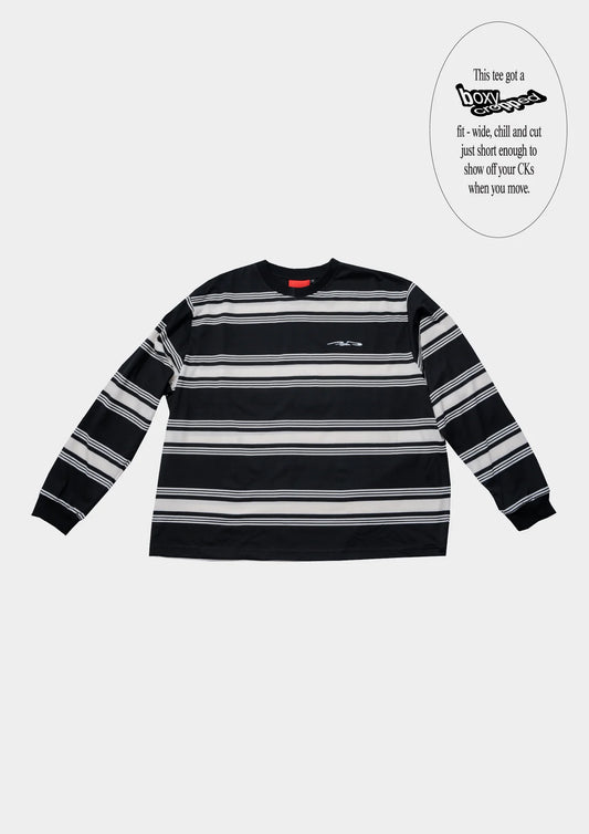 LOGO STRIPE CROPPED L/S TEE IN BLACK - BEV C multi label store